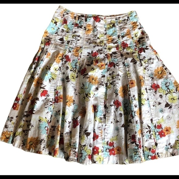 CAbi Palapa Cotton Swing Midi Skirt Sz. 6 #475 Fall Floral Boho Casual - Picture 1 of 3
